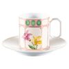 Porcelánový šálek na kávu s podšálkem Idyllia, krystalový potisk, květinový motiv, vícebarevný Porcelánový šálek na kávu s podšálkem Idyllia, krystalový potisk, květinový motiv, vícebarevný