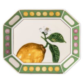 Porcelánový podnos Idyllia, motiv s krystaly, citronová barva, malý, vícebarevný
