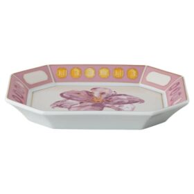 Porcelánový podnos Idyllia, motiv s krystaly, květina, malý, růžový