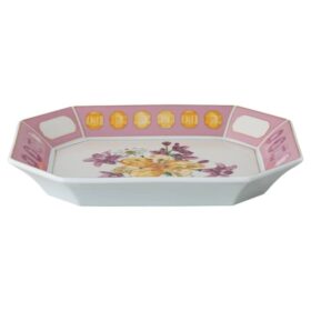 Porcelánový podnos Idyllia, motiv z křišťálu, květiny, velký, růžový