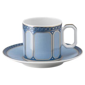 Porcelánový šálek na espresso Signum s podšálkem, modrý