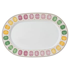 Porcelánový talíř Idyllia, motiv Crystal Print, drahé kameny, velký, vícebarevný