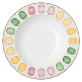 Porcelánový talíř na polévku Idyllia, motiv s krystaly, drahé kameny, vícebarevný