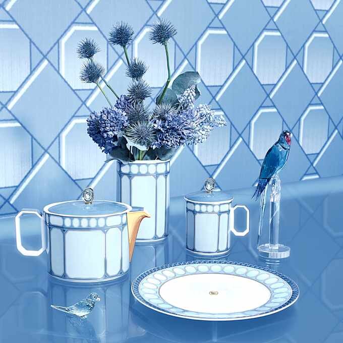 Hrnek Signum s víčkem, porcelán, modrý Hrnek Signum s víčkem, porcelán, modrý