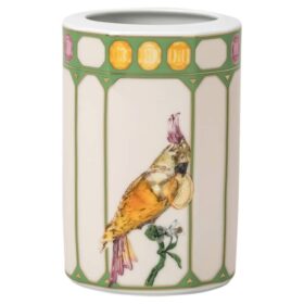 Porcelánová váza Idyllia, motiv s krystalovým potiskem, kakadu, malá, vícebarevná