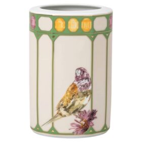Porcelánová váza Idyllia, motiv s krystalovým potiskem, kakadu, malá, vícebarevná