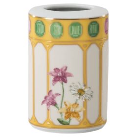 Porcelánová váza Idyllia, motiv s krystaly, květina, žlutá