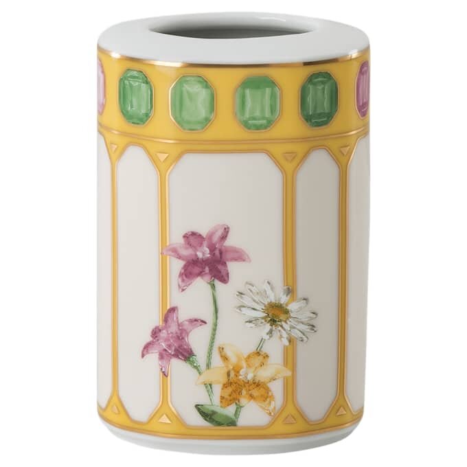 Porcelánová váza Idyllia, motiv s krystaly, květina, žlutá Porcelánová váza Idyllia, motiv s krystaly, květina, žlutá