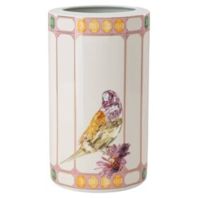 Porcelánová váza Idyllia s motivem krystalů, pták, vícebarevná Porcelánová váza Idyllia s motivem krystalů, pták, vícebarevná