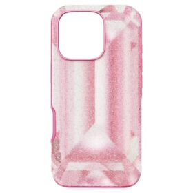 Pouzdro na smartphone s motivem krystalů, iPhone® 16 Pro, růžové