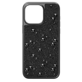 Pouzdro na smartphone s plochými krystaly, iPhone® 15 Pro Max, černé