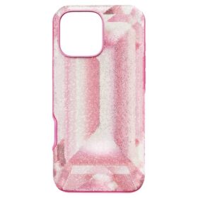 Pouzdro na smartphone s vysokým krytem a krystalovým potiskem, iPhone® 16 Pro Max, růžové