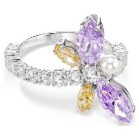 Prsten Ariana Grande X Swarovski s motivem vážky, různé briliantové výbrusy, vícebarevný, pokovený rhodiem Prsten Ariana Grande X Swarovski s motivem vážky, různé briliantové výbrusy, vícebarevný, pokovený rhodiem