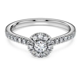 Prsten Eternity Halo Solitaire s diamanty vypěstovanými v laboratoři, celková hmotnost 0,45 karátů, kulatý tvar, stříbro 925 Prsten Eternity Halo Solitaire s diamanty vypěstovanými v laboratoři, celková hmotnost 0,45 karátů, kulatý tvar, stříbro 925