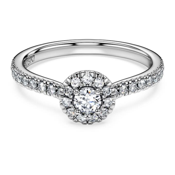 Prsten Eternity Halo Solitaire s diamanty vypěstovanými v laboratoři, celková hmotnost 0,45 karátů, kulatý tvar, stříbro 925 Prsten Eternity Halo Solitaire s diamanty vypěstovanými v laboratoři, celková hmotnost 0,45 karátů, kulatý tvar, stříbro 925
