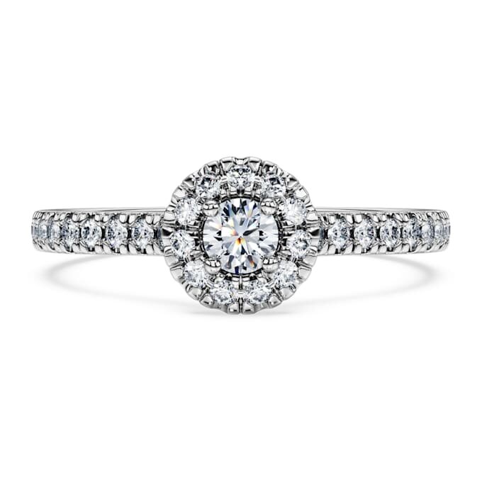 Prsten Eternity Halo Solitaire s diamanty vypěstovanými v laboratoři, celková hmotnost 0,45 karátů, kulatý tvar, stříbro 925 Prsten Eternity Halo Solitaire s diamanty vypěstovanými v laboratoři, celková hmotnost 0,45 karátů, kulatý tvar, stříbro 925