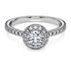 Prsten Eternity Halo Solitaire s diamanty vypěstovanými v laboratoři, celková hmotnost 0,8 karátů, kulatý tvar, 14karátové bílé zlato