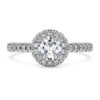 Prsten Eternity Halo Solitaire s diamanty vypěstovanými v laboratoři, celková hmotnost 0,8 karátů, kulatý tvar, 14karátové bílé zlato