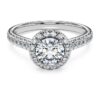 Prsten Eternity Halo Solitaire s diamanty vypěstovanými v laboratoři, celková hmotnost 1,33 karátů, kulatý tvar, 14karátové bílé zlato