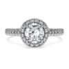 Prsten Eternity Halo Solitaire s diamanty vypěstovanými v laboratoři, celková hmotnost 1,33 karátů, kulatý tvar, 14karátové bílé zlato