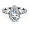 Prsten Eternity Halo Solitaire s laboratorně vypěstovanými diamanty o celkové hmotnosti 1,3 karátu, hruškovitý tvar, 14karátové bílé zlato