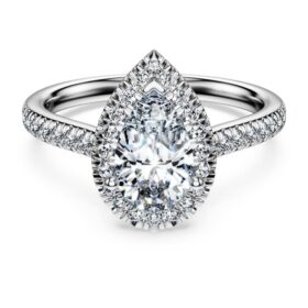 Prsten Eternity Halo Solitaire s laboratorně vypěstovanými diamanty o celkové hmotnosti 1,3 karátu, hruškovitý tvar, 14karátové bílé zlato Prsten Eternity Halo Solitaire s laboratorně vypěstovanými diamanty o celkové hmotnosti 1,3 karátu, hruškovitý tvar, 14karátové bílé zlato