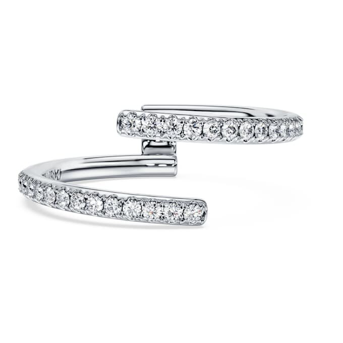 Prsten Eternity s otevřeným obručem, laboratorně vypěstované diamanty 0,2 karátů celkem, kulatý tvar, 14karátové bílé zlato Prsten Eternity s otevřeným obručem, laboratorně vypěstované diamanty 0,2 karátů celkem, kulatý tvar, 14karátové bílé zlato