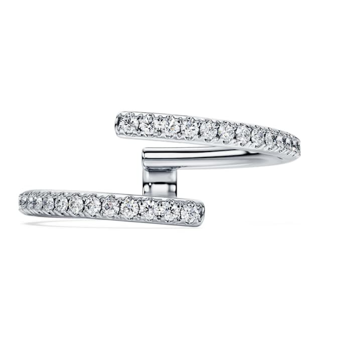 Prsten Eternity s otevřeným obručem, laboratorně vypěstované diamanty 0,2 karátů celkem, kulatý tvar, 14karátové bílé zlato Prsten Eternity s otevřeným obručem, laboratorně vypěstované diamanty 0,2 karátů celkem, kulatý tvar, 14karátové bílé zlato