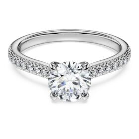Prsten Eternity Solitaire s diamanty vypěstovanými v laboratoři, celková hmotnost 1,2 Ct, kulatý tvar, 14K bílé zlato