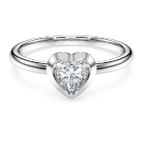Prsten Eternity Solitaire s diamanty vypěstovanými v laboratoři o celkové hmotnosti 0,5 karátu, ve tvaru srdce, ze stříbra Prsten Eternity Solitaire s diamanty vypěstovanými v laboratoři o celkové hmotnosti 0,5 karátu, ve tvaru srdce, ze stříbra