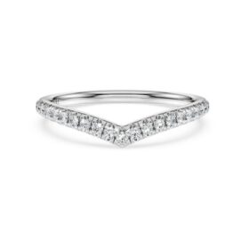 Prsten Eternity V Band s diamanty vypěstovanými v laboratoři, celkem 0,25 karátu, kulatý tvar, 14K bílé zlato