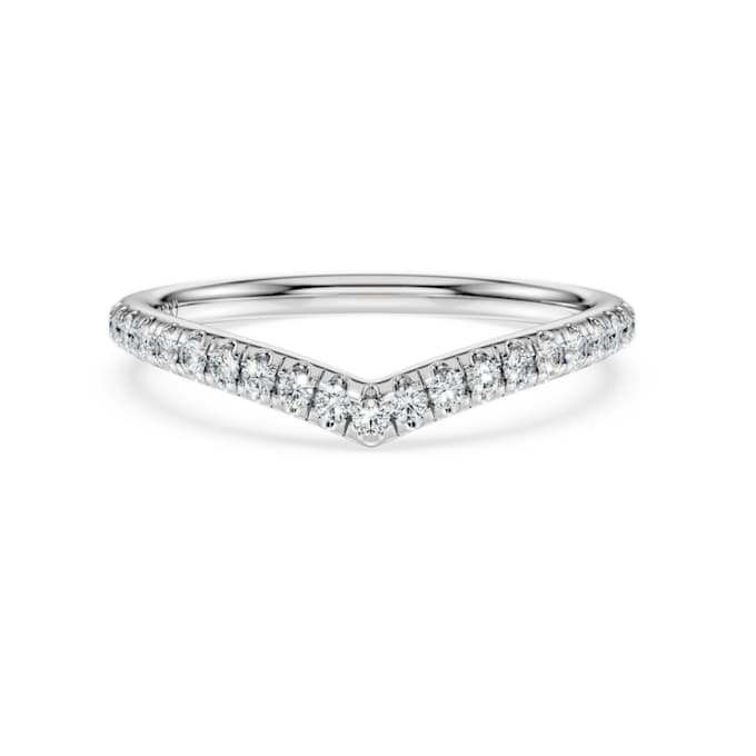 Prsten Eternity V Band s diamanty vypěstovanými v laboratoři, celkem 0,25 karátu, kulatý tvar, 14K bílé zlato Prsten Eternity V Band s diamanty vypěstovanými v laboratoři, celkem 0,25 karátu, kulatý tvar, 14K bílé zlato