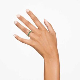 Prsten Matrix s broušenými kameny typu baguette, zelený, pozlacený Prsten Matrix s broušenými kameny typu baguette, zelený, pozlacený