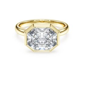 Prsten s osmiúhelníkovou obrubou, diamanty vypěstované v laboratoři, celková hmotnost 3,0 Ct, osmiúhelníkový tvar, 14K žluté zlato Prsten s osmiúhelníkovou obrubou, diamanty vypěstované v laboratoři, celková hmotnost 3,0 Ct, osmiúhelníkový tvar, 14K žluté zlato