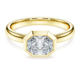 Prsten s osmiúhelníkovou obrubou, laboratorně vypěstované diamanty o celkové hmotnosti 1,0 ct, osmiúhelníkový tvar, 14karátové žluté zlato Prsten s osmiúhelníkovou obrubou, laboratorně vypěstované diamanty o celkové hmotnosti 1,0 ct, osmiúhelníkový tvar, 14karátové žluté zlato