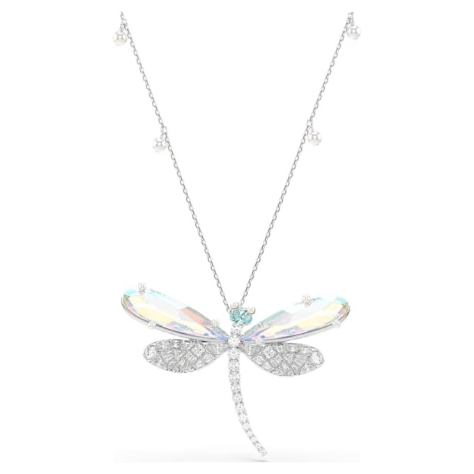 Přívěsek a brož Ariana Grande X Swarovski s křišťálovou perlou, smíšenými briliantovými výbrusy, motivem vážky, bílá, rhodiovaná Přívěsek a brož Ariana Grande X Swarovski s křišťálovou perlou, smíšenými briliantovými výbrusy, motivem vážky, bílá, rhodiovaná