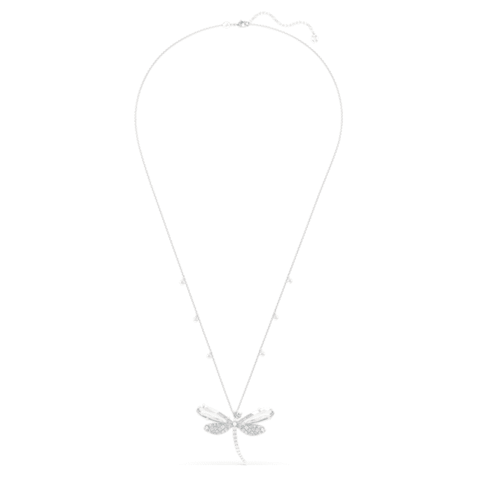 Přívěsek a brož Ariana Grande X Swarovski s křišťálovou perlou, smíšenými briliantovými výbrusy, motivem vážky, bílá, rhodiovaná Přívěsek a brož Ariana Grande X Swarovski s křišťálovou perlou, smíšenými briliantovými výbrusy, motivem vážky, bílá, rhodiovaná