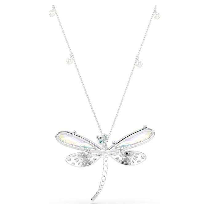 Přívěsek a brož Ariana Grande X Swarovski s křišťálovou perlou, smíšenými briliantovými výbrusy, motivem vážky, bílá, rhodiovaná Přívěsek a brož Ariana Grande X Swarovski s křišťálovou perlou, smíšenými briliantovými výbrusy, motivem vážky, bílá, rhodiovaná