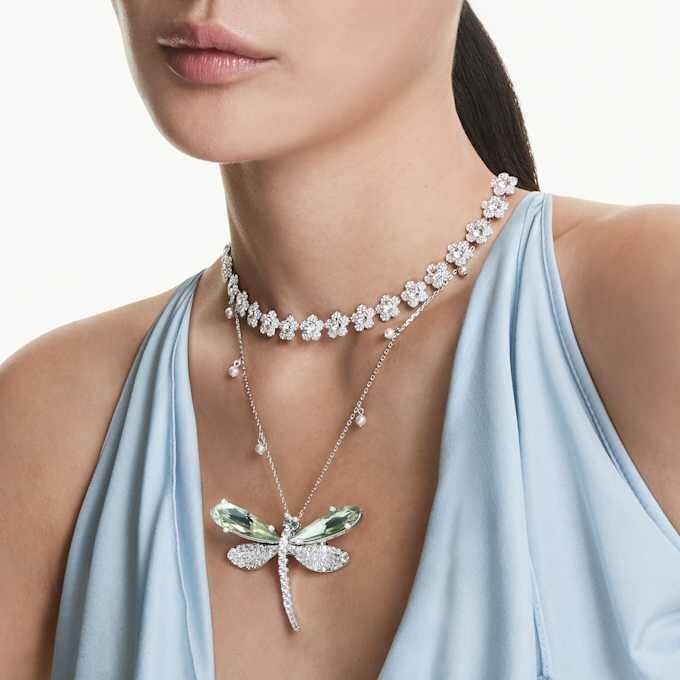 Náhrdelník Ariana Grande X Swarovski, kulatý brus, květina, bílý, pokovený rhodiem Náhrdelník Ariana Grande X Swarovski, kulatý brus, květina, bílý, pokovený rhodiem