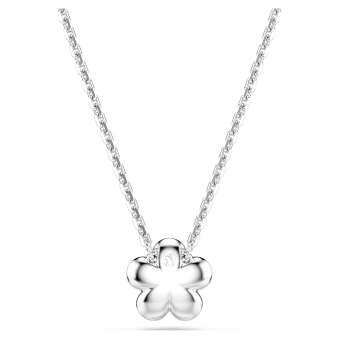 Přívěsek Ariana Grande X Swarovski s křišťálovou perlou, kulatý brus, květina, bílá, pokovený rhodiem Přívěsek Ariana Grande X Swarovski s křišťálovou perlou, kulatý brus, květina, bílá, pokovený rhodiem