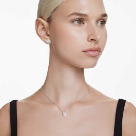 Sada Ariana Grande X Swarovski s různými briliantovými výbrusy, srdce, bílá, pokovená rhodiem