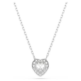 Přívěsek Ariana Grande X Swarovski s různými briliantovými výbrusy, srdce, bílý, pokovený rhodiem