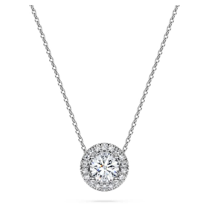 Přívěsek Eternity Halo Solitaire s diamanty vypěstovanými v laboratoři, celková hmotnost 0,59 Ct, kulatý tvar, 14K bílé zlato Přívěsek Eternity Halo Solitaire s diamanty vypěstovanými v laboratoři, celková hmotnost 0,59 Ct, kulatý tvar, 14K bílé zlato
