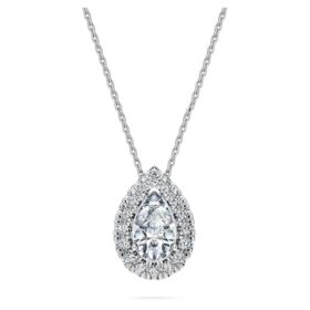 Přívěsek Eternity Halo Solitaire s diamanty vypěstovanými v laboratoři, celková hmotnost 1 Ct, hruškovitý tvar, 14K bílé zlato