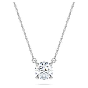 Přívěsek Eternity Solitaire s diamanty vypěstovanými v laboratoři, 1 Ct Tw, kulatý tvar, 14K bílé zlato