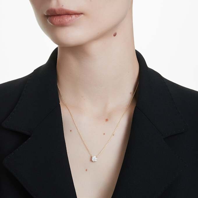 Přívěsek Eternity Solitaire s diamanty vypěstovanými v laboratoři, celková hmotnost 1 Ct, kulatý tvar, 14K žluté zlato Přívěsek Eternity Solitaire s diamanty vypěstovanými v laboratoři, celková hmotnost 1 Ct, kulatý tvar, 14K žluté zlato