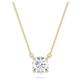 Přívěsek Eternity Solitaire s diamanty vypěstovanými v laboratoři, celková hmotnost 1 Ct, kulatý tvar, 14K žluté zlato