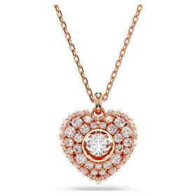 Přívěsek Idyllia Crystal Pearl, srdce, bílý, pokovený růžovým zlatem