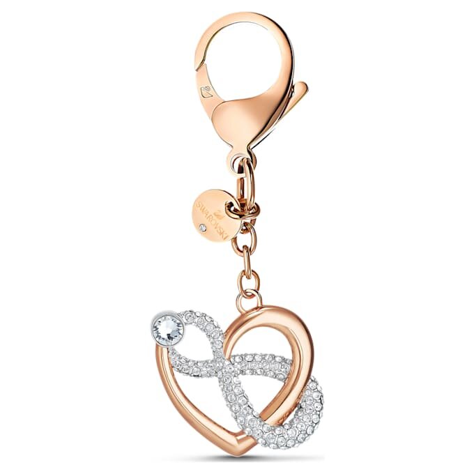 Přívěsek na kabelku „Infinity and Heart“, bílý, povrchová úprava z kombinace kovů Přívěsek na kabelku „Infinity and Heart“, bílý, povrchová úprava z kombinace kovů