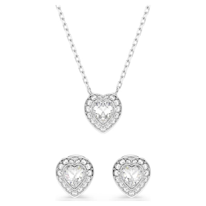 Sada Ariana Grande X Swarovski s různými briliantovými výbrusy, srdce, bílá, pokovená rhodiem Sada Ariana Grande X Swarovski s různými briliantovými výbrusy, srdce, bílá, pokovená rhodiem